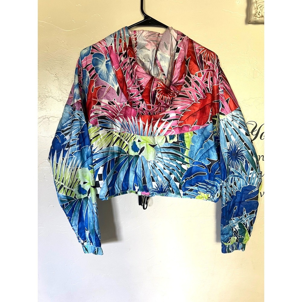Nike Womens Windrunner Jacket Floral Tropical Print Cropped Windbreaker Multi M - Picture 3 of 9